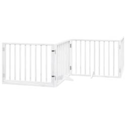 Barri&egrave;re de s&eacute;curit&eacute; pour chien animaux de compagnie porte pliable 6panneaux bois peuplier blanc 02