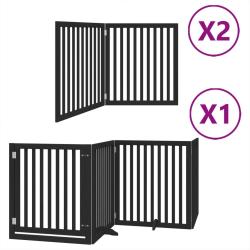 Barri&egrave;re de s&eacute;curit&eacute; pour chien animaux de compagnie porte pliable 8 panneaux bois peuplier noir 02