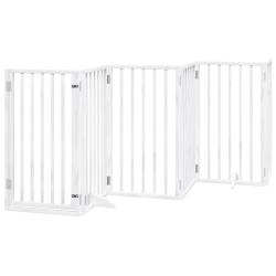 Barri&egrave;re de s&eacute;curit&eacute; pour chien animaux de compagnies et porte 6 panneaux bois de peuplier blanc 02