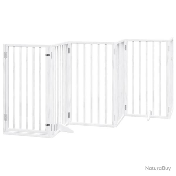 Barri�re de s�curit� pour chien animaux de compagnies et porte 6 panneaux bois de peuplier blanc 02