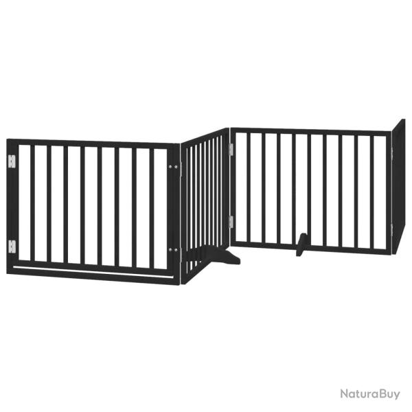 Barri�re de s�curit� pour chien animaux de compagnies et porte 4 panneaux bois de peuplier noir 02_