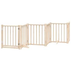 Barri&egrave;re de s&eacute;curit&eacute; pour chien animaux de compagnies avec porte 6 panneaux bois de sapin massif ma