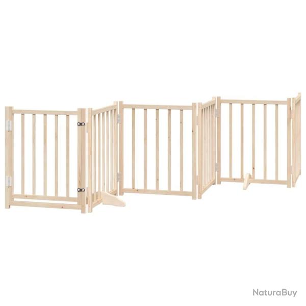 Barri�re de s�curit� pour chien animaux de compagnies avec porte 6 panneaux bois de sapin massif ma