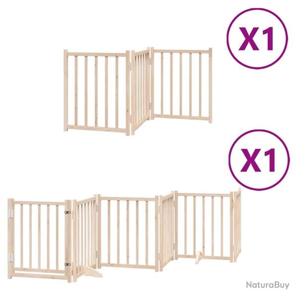 Barri�re de s�curit� pour chien animaux de compagnies avec porte pliable 9panneaux bois peuplier ma