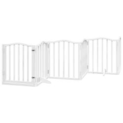 Barri&egrave;re de s&eacute;curit&eacute; pour chien animaux de compagnies et porte 6 panneaux bois de peuplier blanc 02