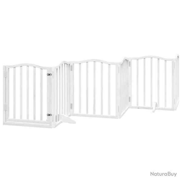 Barri�re de s�curit� pour chien animaux de compagnies et porte 6 panneaux bois de peuplier blanc 02