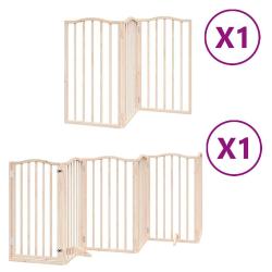 Barri&egrave;re de s&eacute;curit&eacute; pour chien animaux de compagnies avec porte pliable 9panneaux bois peuplier ma