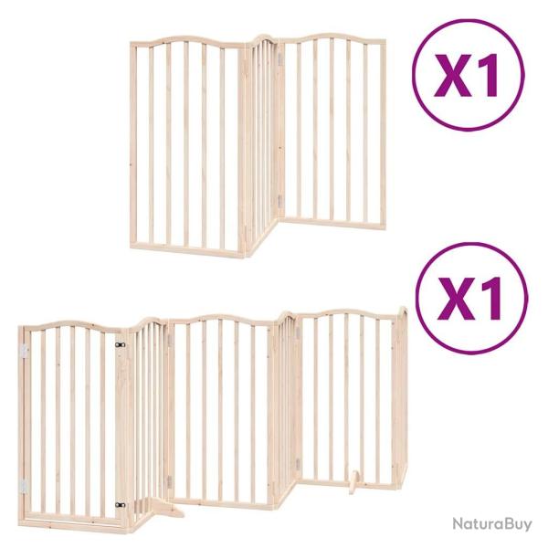 Barri�re de s�curit� pour chien animaux de compagnies avec porte pliable 9panneaux bois peuplier ma