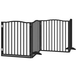 Barri&egrave;re de s&eacute;curit&eacute; pour chien animaux de compagnies et porte 4 panneaux bois de peuplier noir 02_