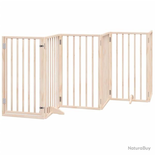 Barri�re de s�curit� pour chien animaux de compagnies avec porte pliable 9panneaux bois peuplier ma