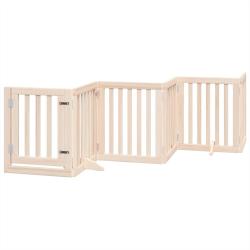 Barri&egrave;re de s&eacute;curit&eacute; pour chien animaux de compagnies avec porte pliable 9panneaux bois peuplier ma