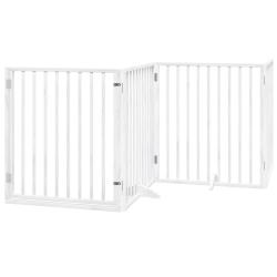 Barri&egrave;re de s&eacute;curit&eacute; pour chien animaux de compagnies et porte 4 panneaux bois de peuplier blanc 02