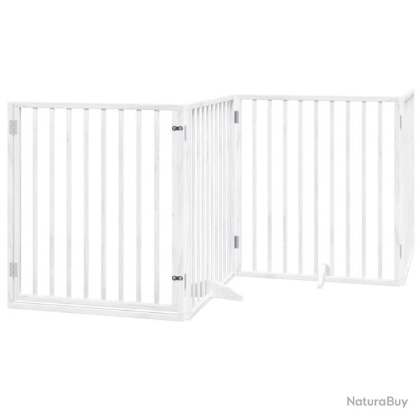 Barri�re de s�curit� pour chien animaux de compagnies et porte 4 panneaux bois de peuplier blanc 02