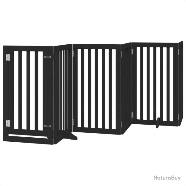 Barri�re de s�curit� pour chien animaux de compagnies et porte 6 panneaux bois de peuplier noir 02_