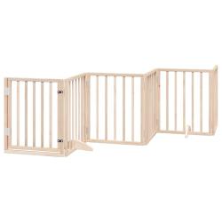 Barri&egrave;re de s&eacute;curit&eacute; pour chien animaux de compagnies avec porte pliable 9panneaux bois peuplier ma