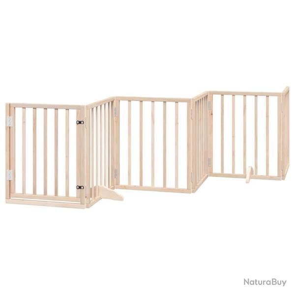 Barri�re de s�curit� pour chien animaux de compagnies avec porte pliable 9panneaux bois peuplier ma