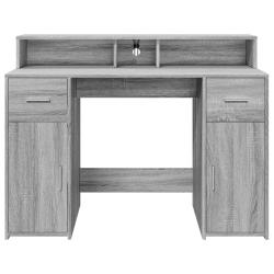 Bureau table poste de travail meuble d'ordinateur informatique &eacute;tude et lumi&egrave;res LED sonoma 120 x 5