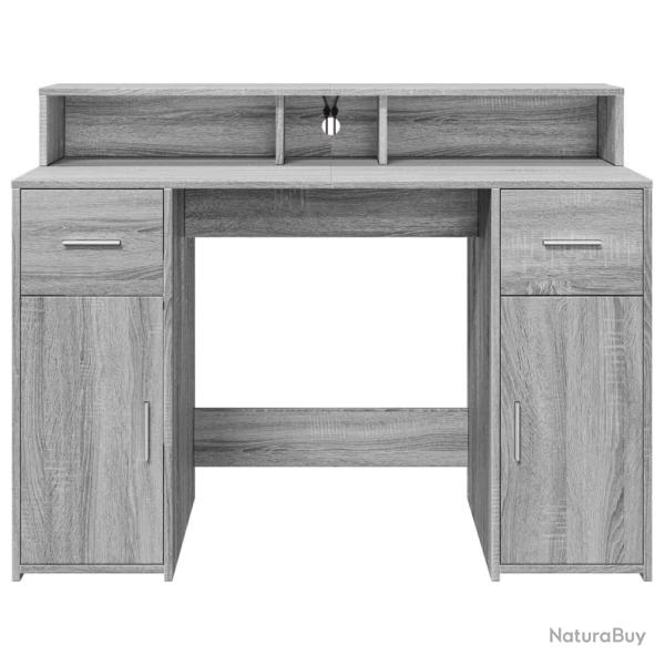 Bureau table poste de travail meuble d'ordinateur informatique �tude et lumi�res LED sonoma 120 x 5