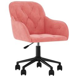 Chaise fauteuil si&egrave;ge pivotante de bureau informatique &eacute;tude velours rose 02_0024171