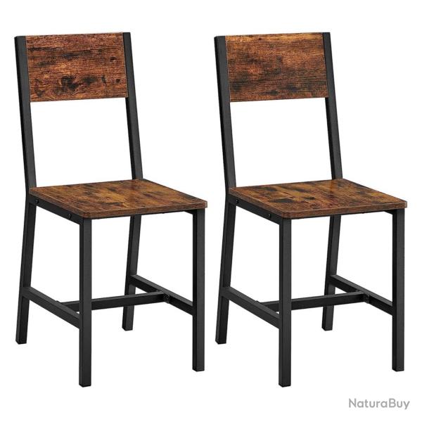 Chaise de salle � manger lot de 2 si�ges cadre en acier style industriel pour salle � manger salon