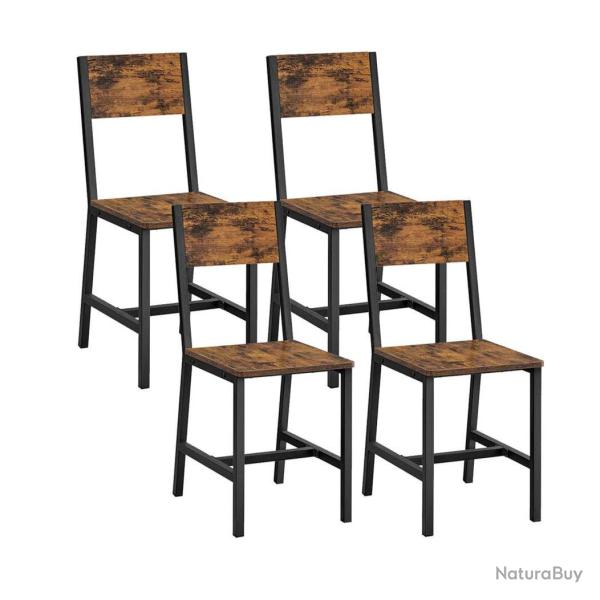 Chaise de salle � manger lot de 2 si�ges cadre en acier style industriel salon cuisine marron rusti