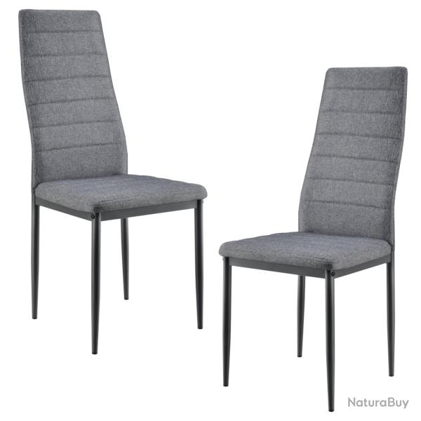 Lot de 2 chaises de salle � manger si�ge de cuisine rembourr� acier et polyester 96 cm gris 03_0002