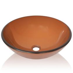 Lavabo verre tremp&eacute; marron lavabo vasque evier &agrave; poser salle de bain 42 cm marron 02_0002522