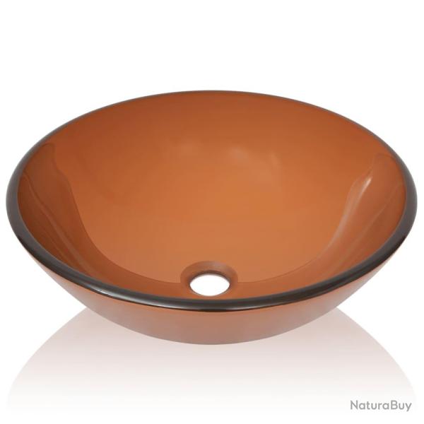 Lavabo verre tremp� marron lavabo vasque evier � poser salle de bain 42 cm marron 02_0002522