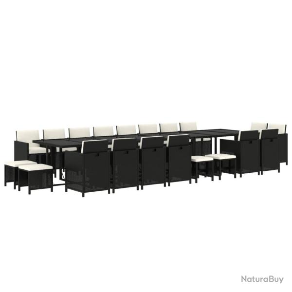 Ensemble � d�ner salon de jardin meuble d'ext�rieur coussins 21 pi�ces noir r�sine tress�e 02_00144