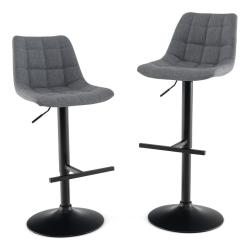 Lot de 2 tabourets de bar r&eacute;glables en hauteur 43 x 54 x 89-109 cm si&egrave;ge rembourr&eacute; pivotant 360&deg; st