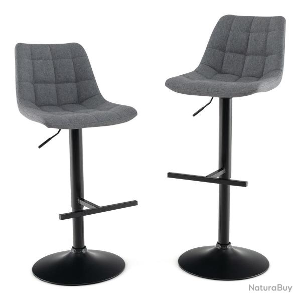 Lot de 2 tabourets de bar r�glables en hauteur 43 x 54 x 89-109 cm si�ge rembourr� pivotant 360� st