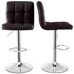 Lot de 2 tabourets de bar cuir PU hauteur r&eacute;glable 65-85 cm si&egrave;ge pivotant confort ergonomique mode