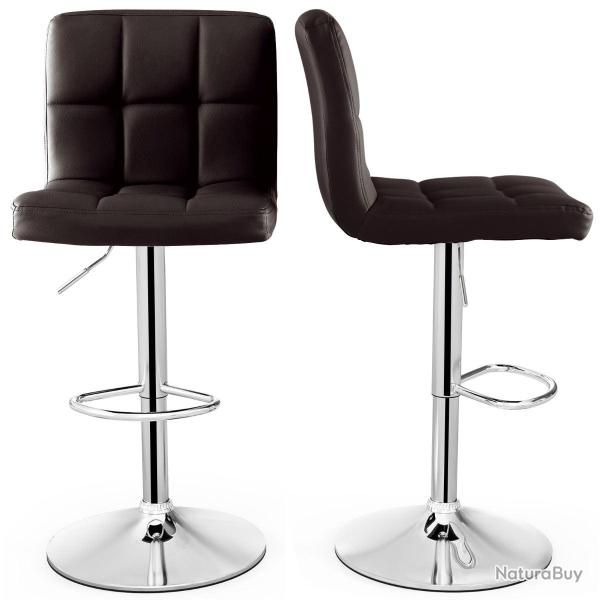 Lot de 2 tabourets de bar cuir PU hauteur r�glable 65-85 cm si�ge pivotant confort ergonomique mode