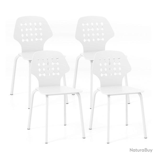 Lot de 4 chaises de salle � manger 44 x 53 x 86 cm confort am�lior� design moderne en m�tal blanc 2