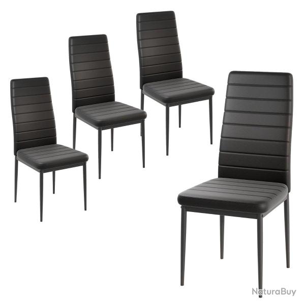 Lot de 4 chaises de salle � manger rembourr�es 52,5 x 43 x 96,5 cm au design moderne en cuir synth�