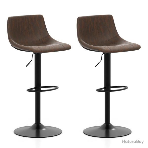 Lot de 2 tabourets de bar r�glables en hauteur 47,5 x 43 x 83-105 cm confort optimal style mi-si�cl