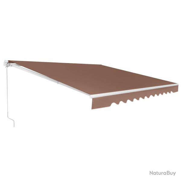 Store banne � manivelle 4 x 2,5 m r�glable 40�-100� cadre robuste moderne en aluminium marron 20_00