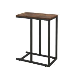Table d'appoint en forme de c 45,5 x 25,5 x 64 cm support pratique pour canap&eacute; et lit design rustiq