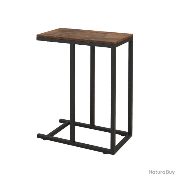 Table d'appoint en forme de c 45,5 x 25,5 x 64 cm support pratique pour canap� et lit design rustiq