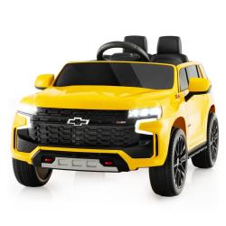 Voiture &eacute;lectrique pour enfants 68 x 104 x 53 cm d&eacute;marrage &agrave; une touche musique int&eacute;gr&eacute;e en PP jaun