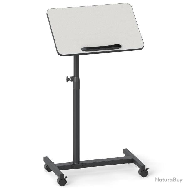 Table d'appoint en forme de C 52 x 33 x 69-112 cm hauteur r�glable et plateau pivotant moderne en m