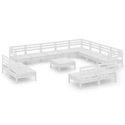 Salon de jardin meuble d'ext&eacute;rieur ensemble de mobilier 13 pi&egrave;ces bois de pin massif blanc 02_00158