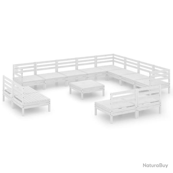 Salon de jardin meuble d'ext�rieur ensemble de mobilier 13 pi�ces bois de pin massif blanc 02_00158