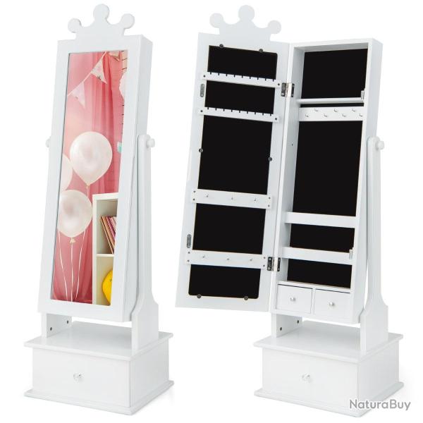 Armoire � bijoux enfant avec miroir 34 x 30 x 103/113 cm 18 emplacements s�curit� renforc�e design