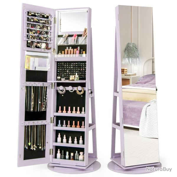 Armoires � bijoux 3 en 1 miroir pleine longueur 54,5 x 161 cm avec rotation 360� et rangement prati