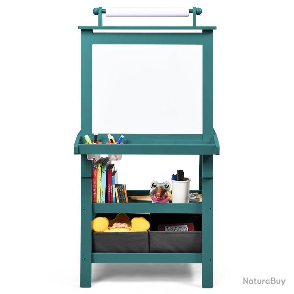 Chevalet 3 en 1 pour enfants double face 59 x 50 x 117 cm pratique avec �tag�res modernes en MDF bl