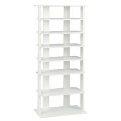 Biblioth&egrave;que 47 x 25,5 x 110 cm double rang&eacute;e design vertical anti-basculement en bois blanc 20_001