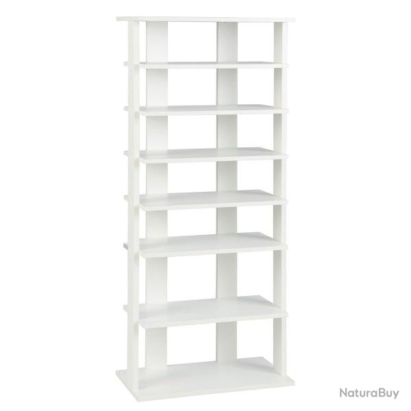Biblioth�que 47 x 25,5 x 110 cm double rang�e design vertical anti-basculement en bois blanc 20_001