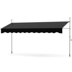 Store banne manuel r&eacute;tractable 400 x 120 x 210-300 cm pare-soleil r&eacute;glable ambiance cosy en polyest