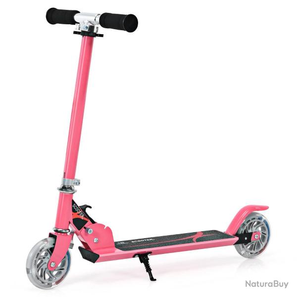 Trottinette enfant pliable 70 x 31 x 63-86,5 cm s�curit� renforc�e ambiance fun en aluminium rose 2